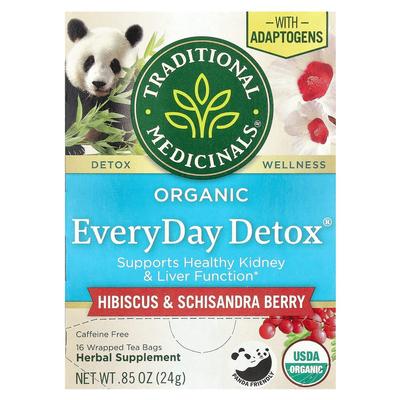Traditional Medicinals Organic EveryDay Detox Schisandra Berry Caffeine-Free 16 Individually Wrapped Tea Bags, 24g (0.85 Oz)