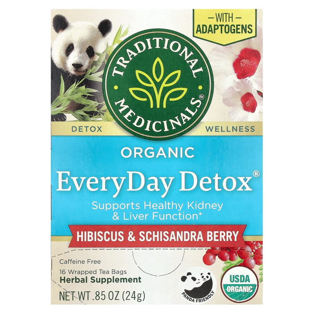Traditional Medicinals Organic EveryDay Detox Schisandra Berry Caffeine-Free 16 Individually Wrapped Tea Bags, 24g (0.85 oz)