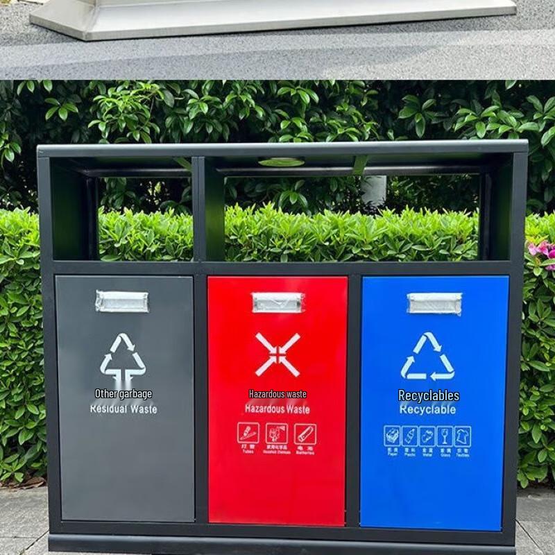 WEZHO Outdoor Stainless Steel 4-Compartment Recycling Bin