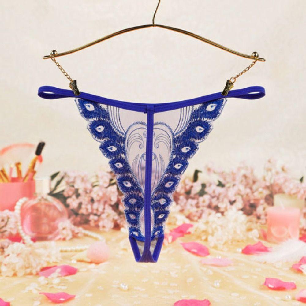 Cotton Crotch Lace Embroidered Panties Low Waist Transparent T-Pants Sexy Mesh Thongs  Gift