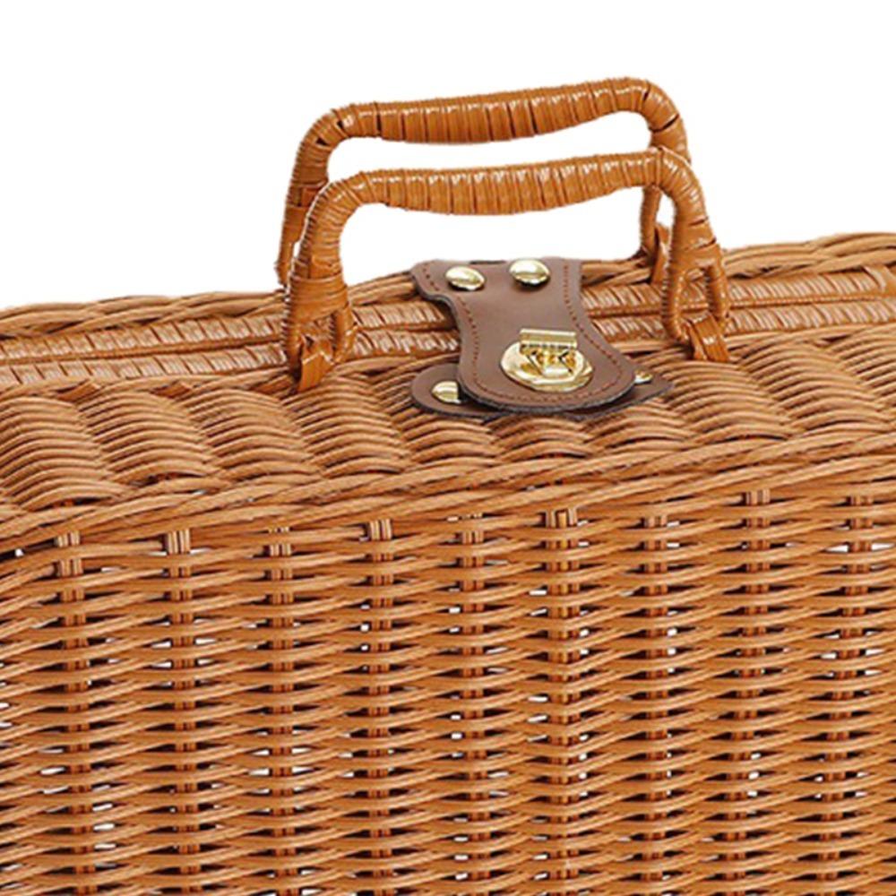 With Ring Shaped Handle Woven Picnic Box Handwoven Rattan Storage Box  Wedding Party