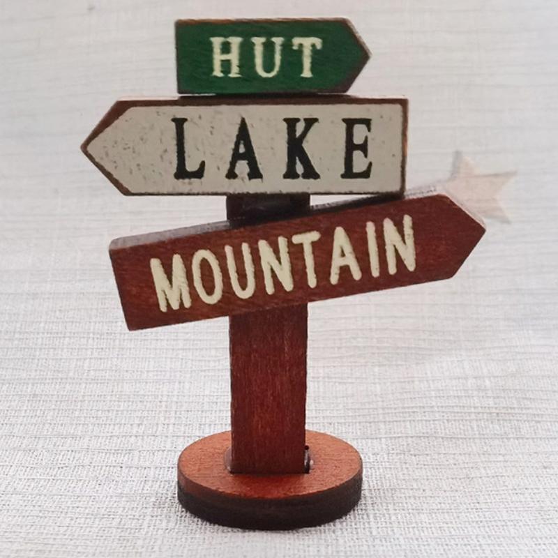Wooden Crafts Garden Decoration Creative Micro Landscape Miniature Scene Road Signs Gardening Decoration