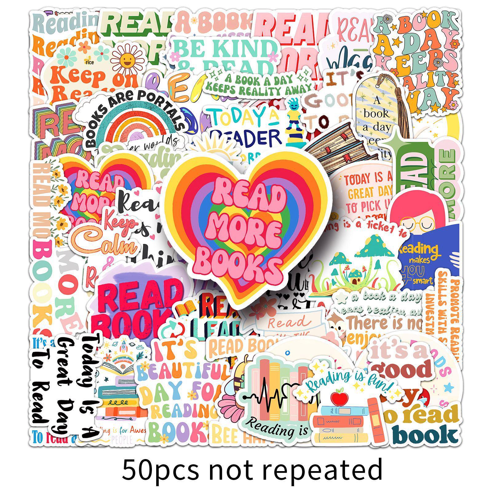 50 Love Reading Inspirational English Stickers for Creative Decoration: Perfect for Phone Cases, Luggage, and Water Bottles