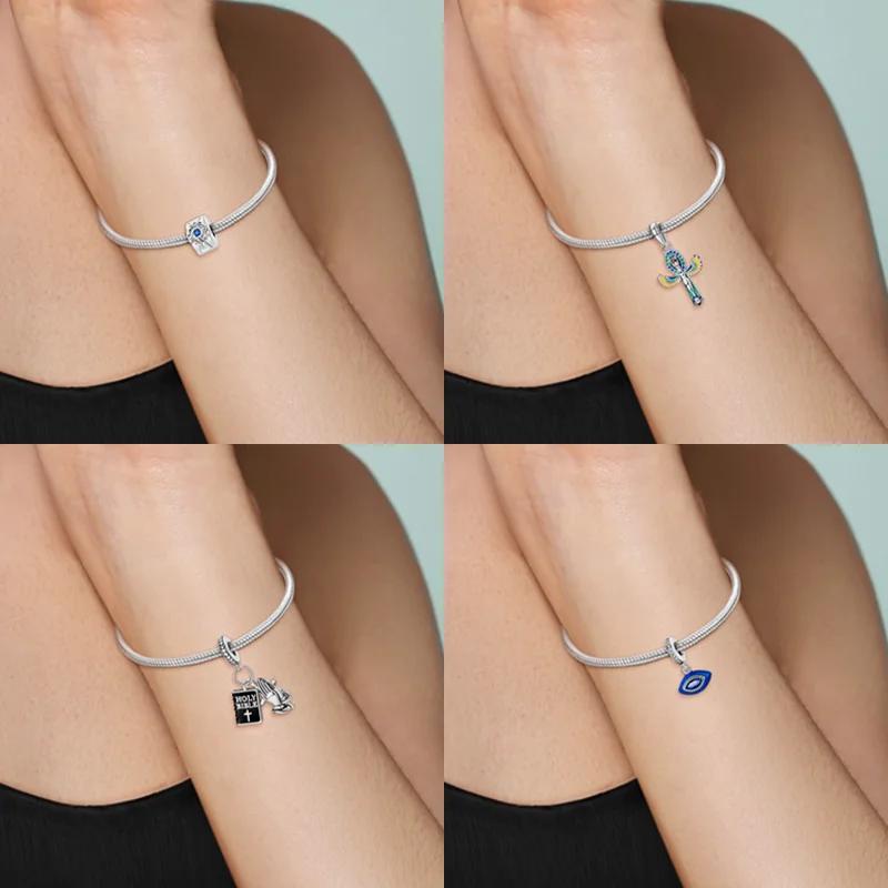 Copper Virgin Praying Hands Dangle Cross Pendant Beads Charm Fit Original Charms Bracelet Diy Fine Jewelryfor Women Gifts