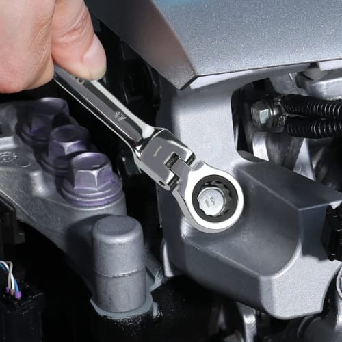 WORKPRO Flex Ratchet Wrench, Swivel Ratchet, Combination Wrench Set, Dual-Use Head Spanner Wrench, Adjustable Angle, 72 Gears, 6-Piece Set, for Automo