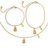Niche Casual Style Small Gourd Pendant Lucky Oval Piece Design Necklace Bracelet Anklet Jewelry Set
