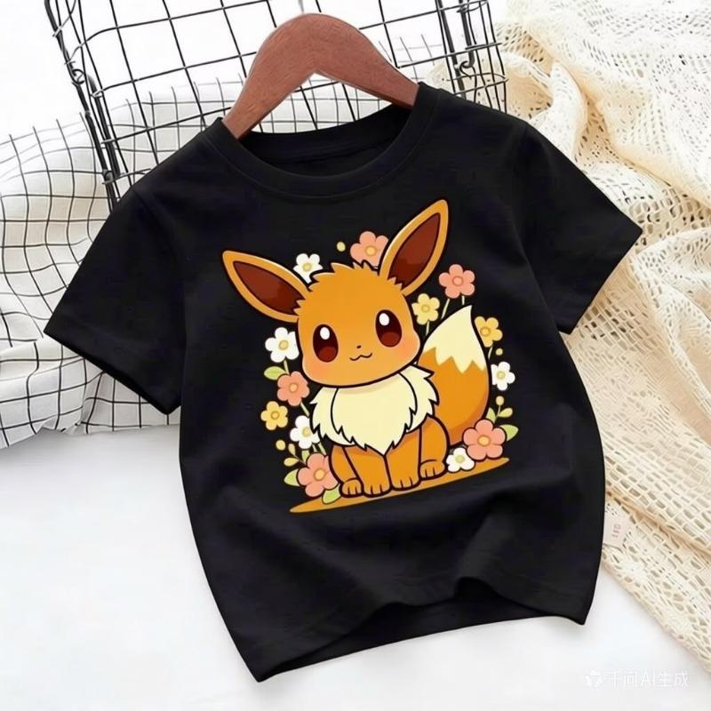 Cute Cat with Paw Kids Tshirts Summer Short Sleeve Tees Cartoon Boys Girls Clothes Kawaii Kitten Tops Y2K Children T-shirt