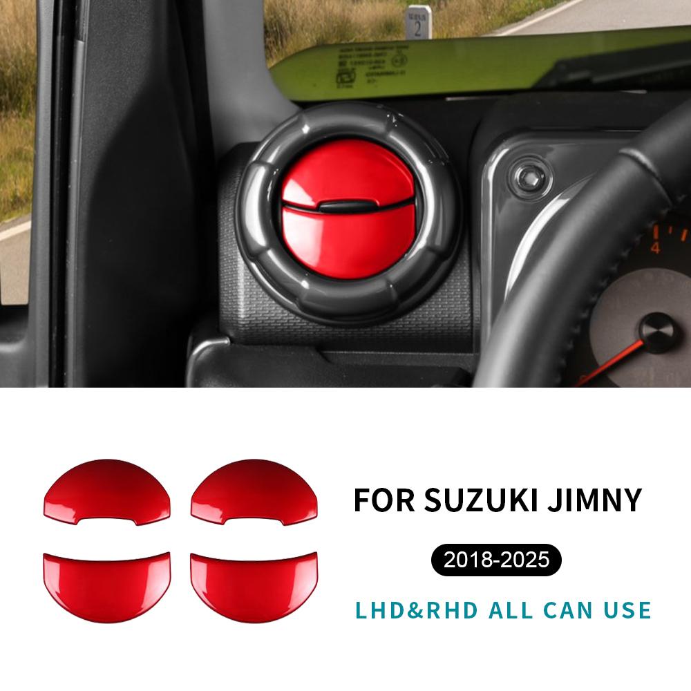 

For Suzuki Jimny 2018 2024 2025 ABS Carbon Fiber Glossy Black LHD RHD Car AC Outlet Vent Blade Sticker Glossy Red