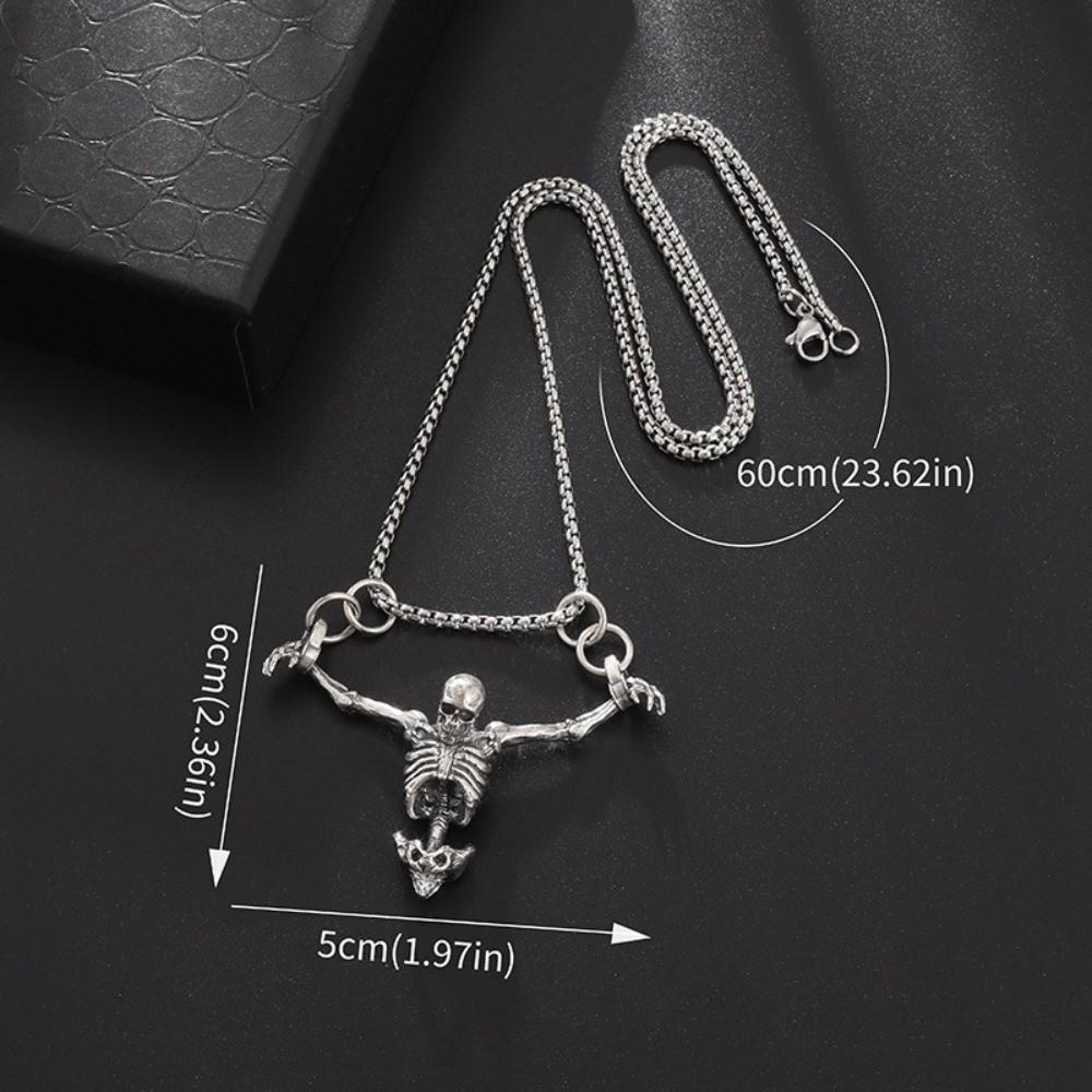 Gothic Men Necklace Zinc Zinc Alloy Clavicle Chain Simple Skull Head Pendent  Halloween
