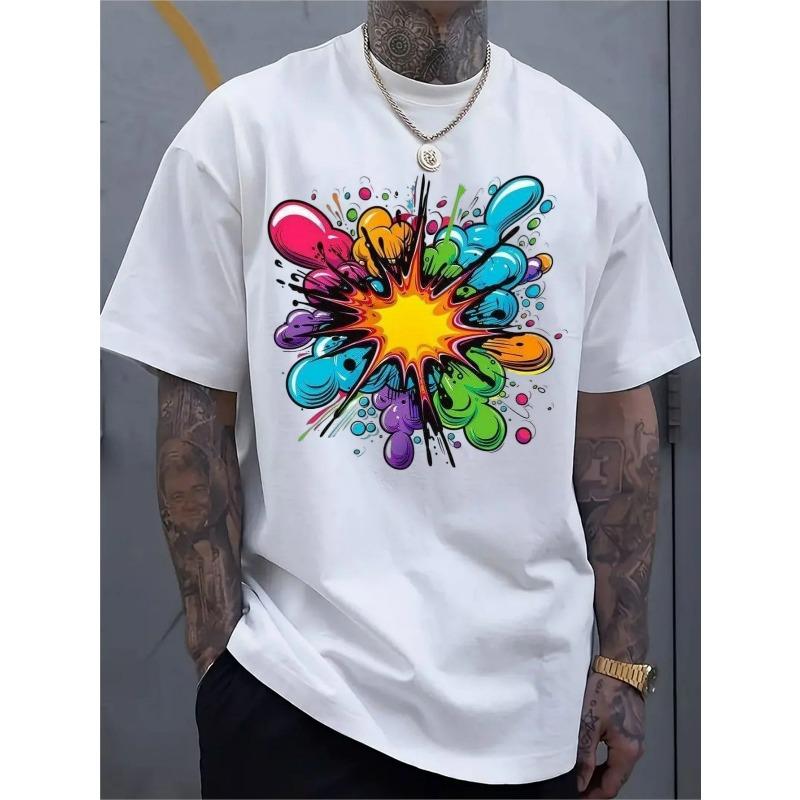 European sizes Short-Sleeved Casual for sports Shirt for Men Featuring a Stylish 2D Print, Made from Stretchy And Comfortable Material