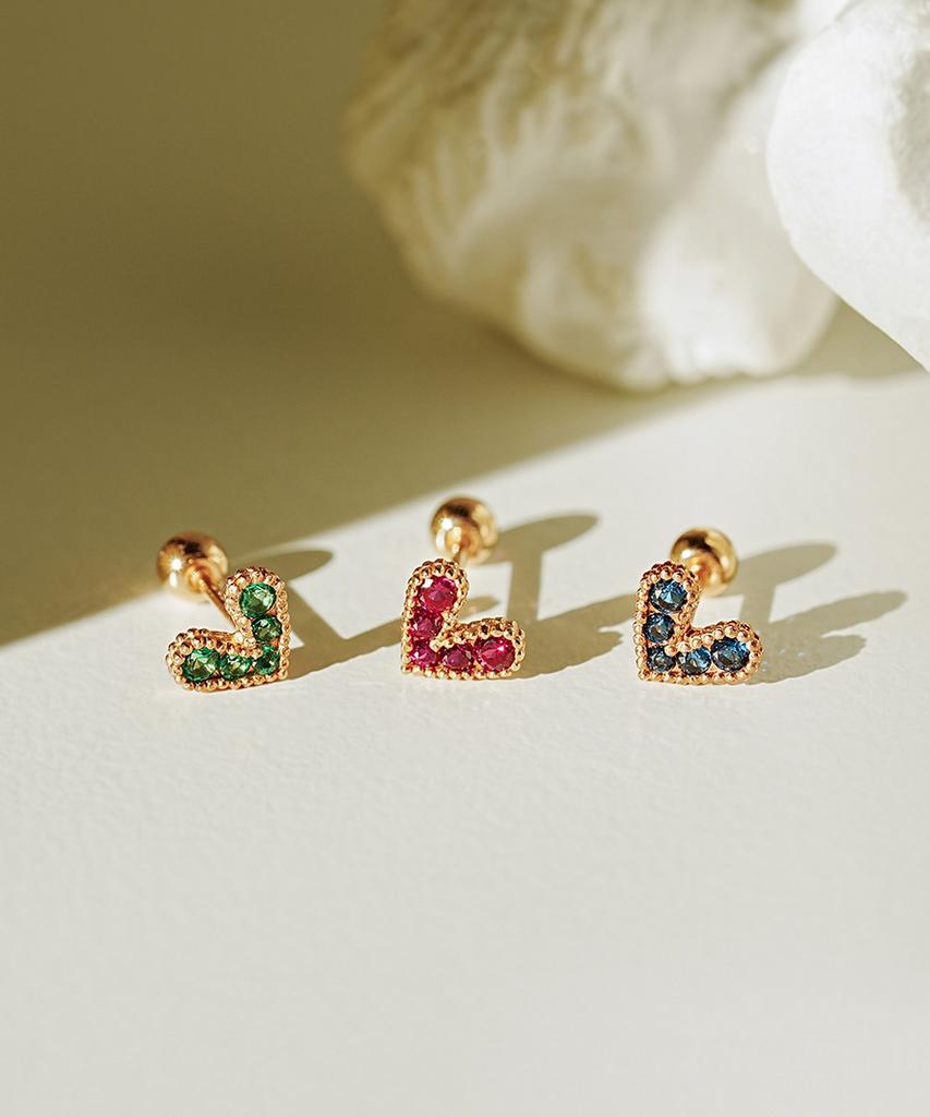 Minimalpiercing 14K Bling Lovely Heart Piercing Earrings
