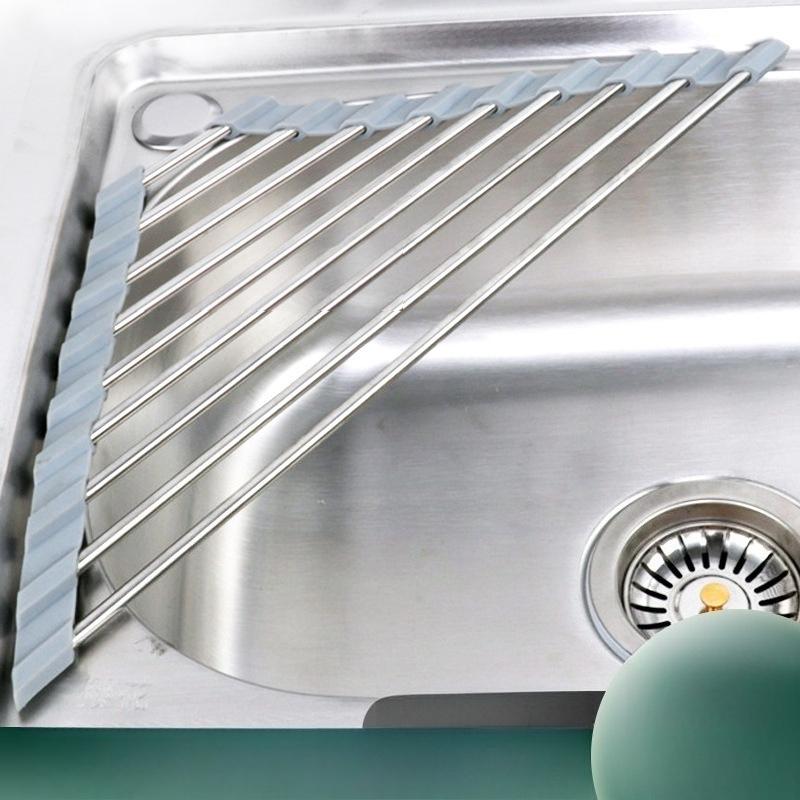 304 Stainless Steel Foldable Triangle Drain Rack Household Kitchen Sink Water Filter Rack Dish Storage Shelf