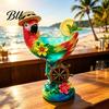 Figurina Animale in Resina Dipinta a Mano Tazza di Vetro Tema Oceano Tropicale 3D, Pappagallo Artistico e Regali Personalizzati Design Tartaruga, Colorata Decorativa