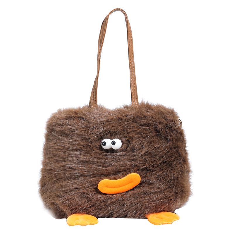

Plush Sausage Mouth Crossbody Shoulder Bag 25cm Length x 7cm Thickness x 17cm Height