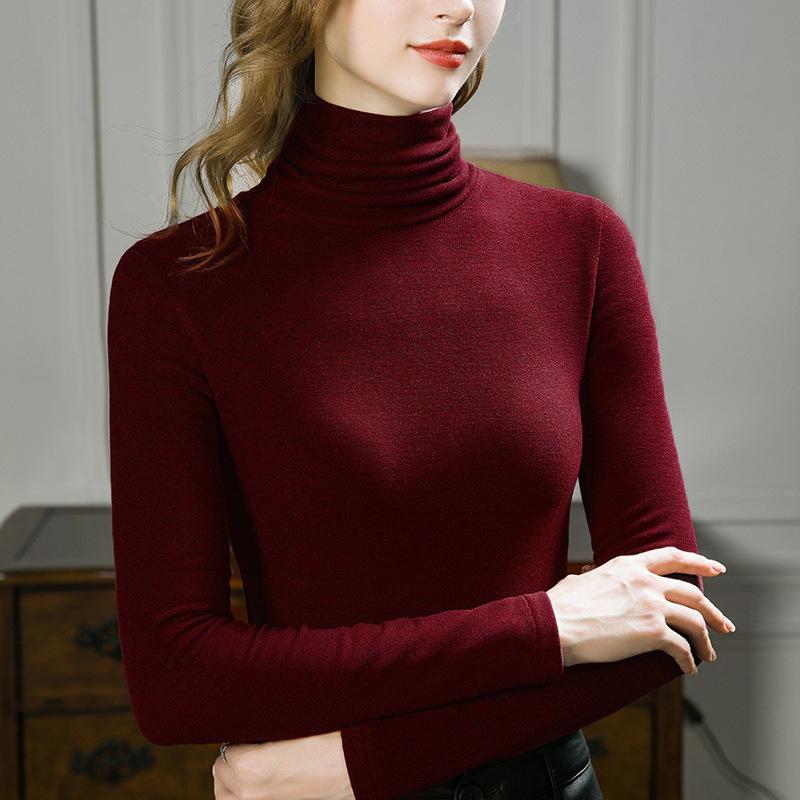 Cashmere Silk Bottoming Shirt for Women's Autumn and Winter New Women's Clothing with Thickened Warm Top for Women's Velvet Women