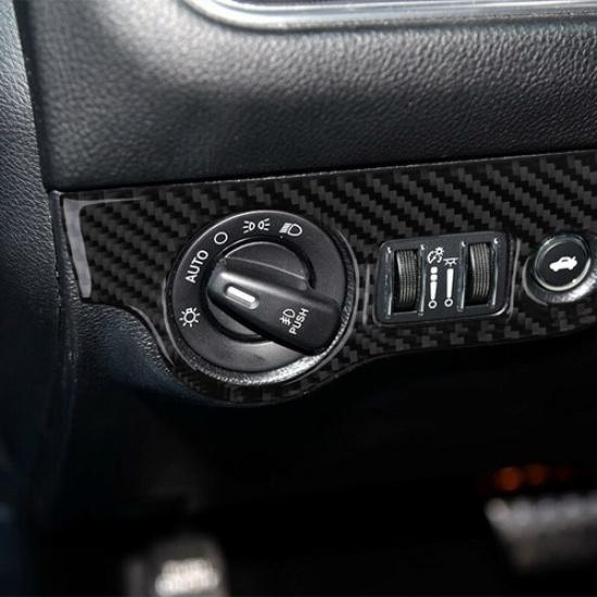 Carbon Fiber Car Front Headlight Switch Cover Trim For Dodge Challenger 2015-20