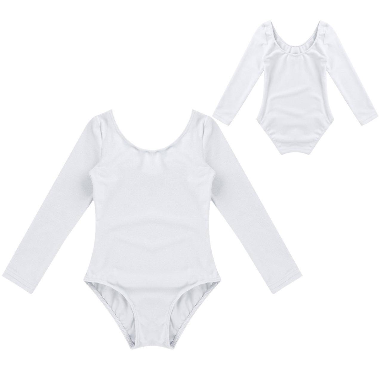 

Детский балетный трико для гимнастики и балета для маленьких девочек, юбка-пачка с длинными рукавами, танцевальная одежда, костюм 5-6 Years белый