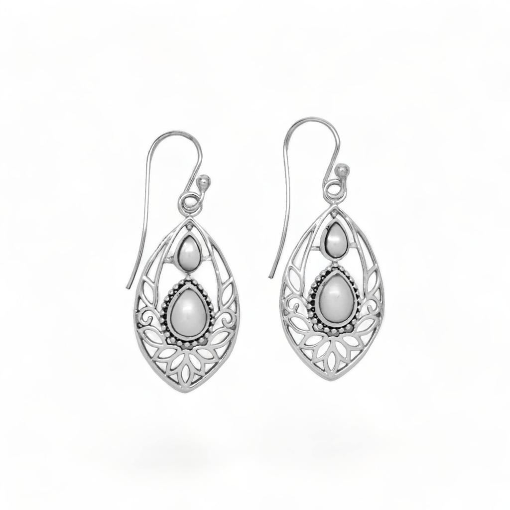 Blue Topaz Sterling Silver Earrings: Filigree Gemstone Jewelry
