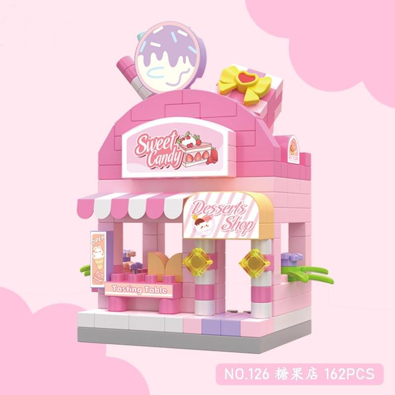 

Совместимый с детьми мини-конструктор из мелких деталей, изменяемая уличная сцена-пазл для сборки, маленькая игрушка-конструктор