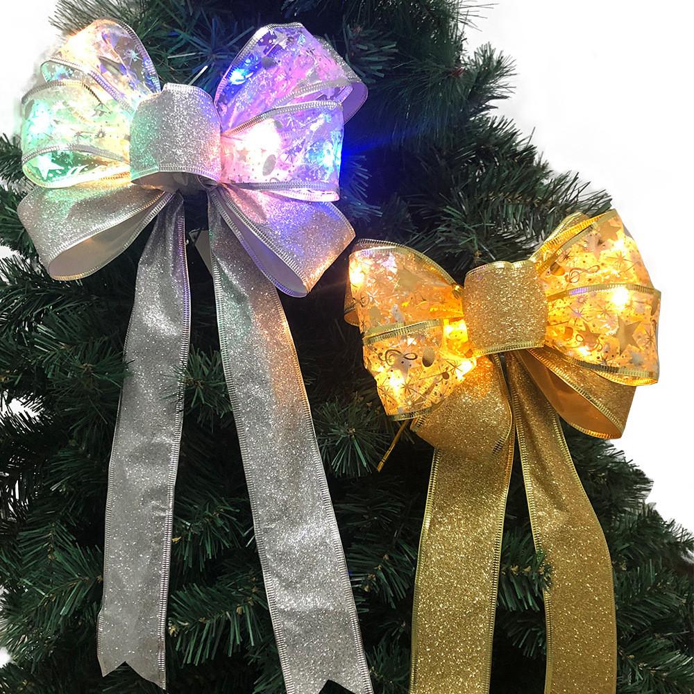Christmas Led Eyecatching Bow Decoration With Stylish Silver And Options Gold