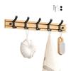 Black Bamboo Wall-Mounted Coat Rack with 5 Hooks - 40 X 6 Cm, Rustproof Aluminum Alloy