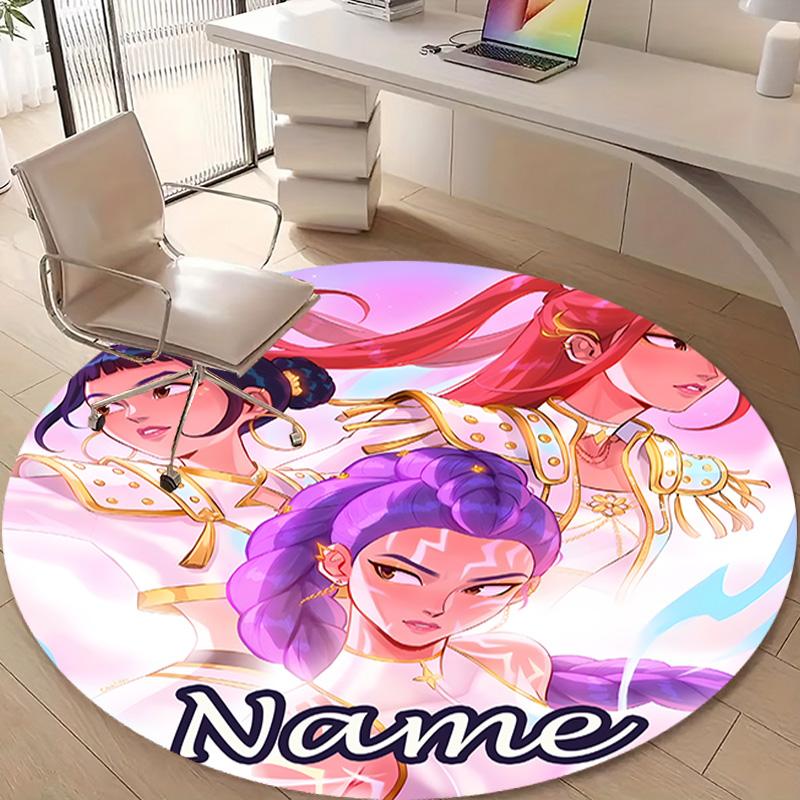 Personalized K-KPop Demon Hunters Round Chair Office Rug - Perfect for Mat, Office Chair & More - Ideal Gift for Birthdays and Holidays