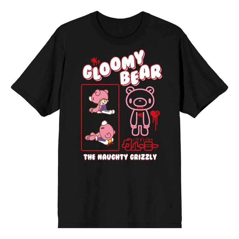 Camiseta Negra Estampada De Gloomy Bear Naughty Grizzly Anim S