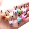 Cute 3D Miniature Milk Tea Cup Resin Glass Pendant Jewelry DIY Accessories with Silver Hook Souvenir or Earring