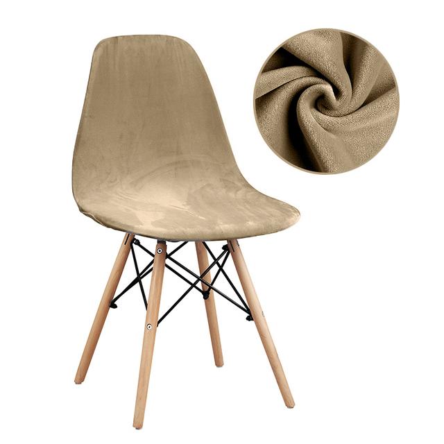 Velvet and Polar Fleece Fabric Shell Chair Cover Stretch Scandinavian Chair Covers Dining Seat Cover for Hotel Home Living Room