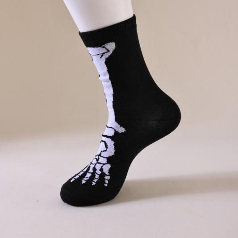 Men Spring and Autumn Breathable Halloween Atmosphere Feeling Skull Little Devil Long Socks