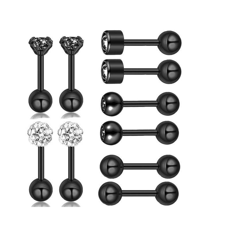 Rostfritt stål 10-delade diamantstångsörhängen Näsa Näsa Nagel Naglar Punkteringssmycken