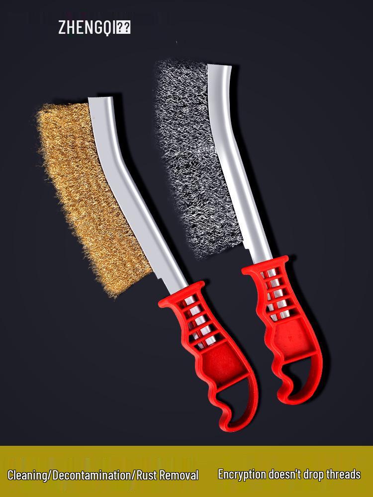 Industrial Stainless Steel Wire Brush with Handle - Copper Wire for Grill and Rust Cleaning