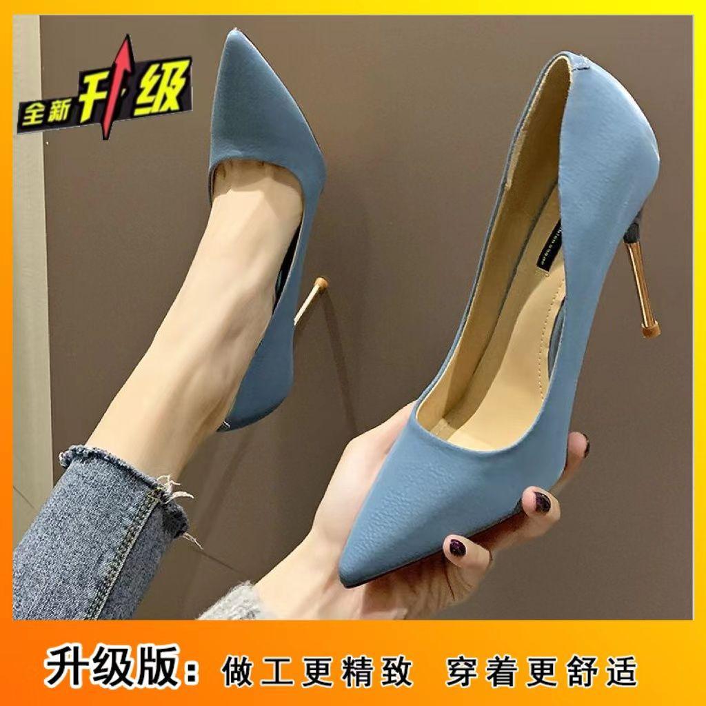 

Весна 2025 новые простые туфли-лодочки на высоком каблуке, женские туфли на тонком каблуке, обувь для банкета черного цвета для интернет-знаменитостей и девушек 40