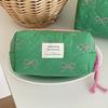 Green Fruit Bow Cosmetic Bag High Value Travel Cosmetics Portable Contrasting Color Portable Storage Bag Wash Bag