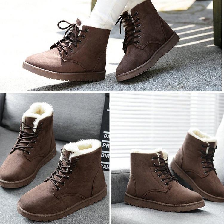 Herbst Winter Damen Verdickte Baumwollschuhe mit Fleece Lässige Kurze Stiefel für Damen Bequeme Warme Große Größe Gummi Schneestiefel