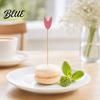 Tulip Fruit Labels Leaves Eco-friendly Picks Picks Cocktail 100Pcs Disposable with Decorative Tags Flower Tips Bamboo Skewers for Fruits