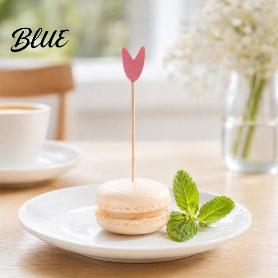 Tulip Fruit Labels Leaves Eco-friendly Picks Picks Cocktail 100Pcs Disposable with Decorative Tags Flower Tips Bamboo Skewers for Fruits