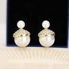 Design Sense, a Two-wear Size Pearl Double-sided Earrings 111 Silver Needle Simple Temperament Stud Earrings Women's Retro Earrings