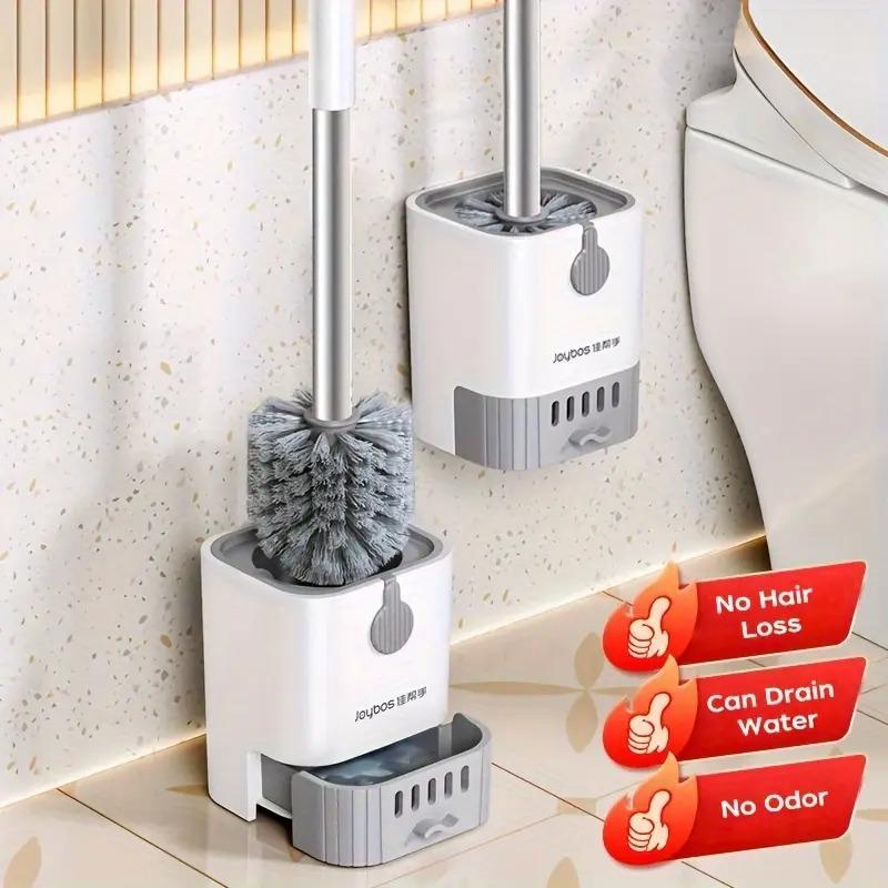 Toilet Brush And Holder Set Wall Mounted No Drill Quick Dry Dirt Resistant Deep Clean Bristles For Bathroom Toilet Bowl Cleaning