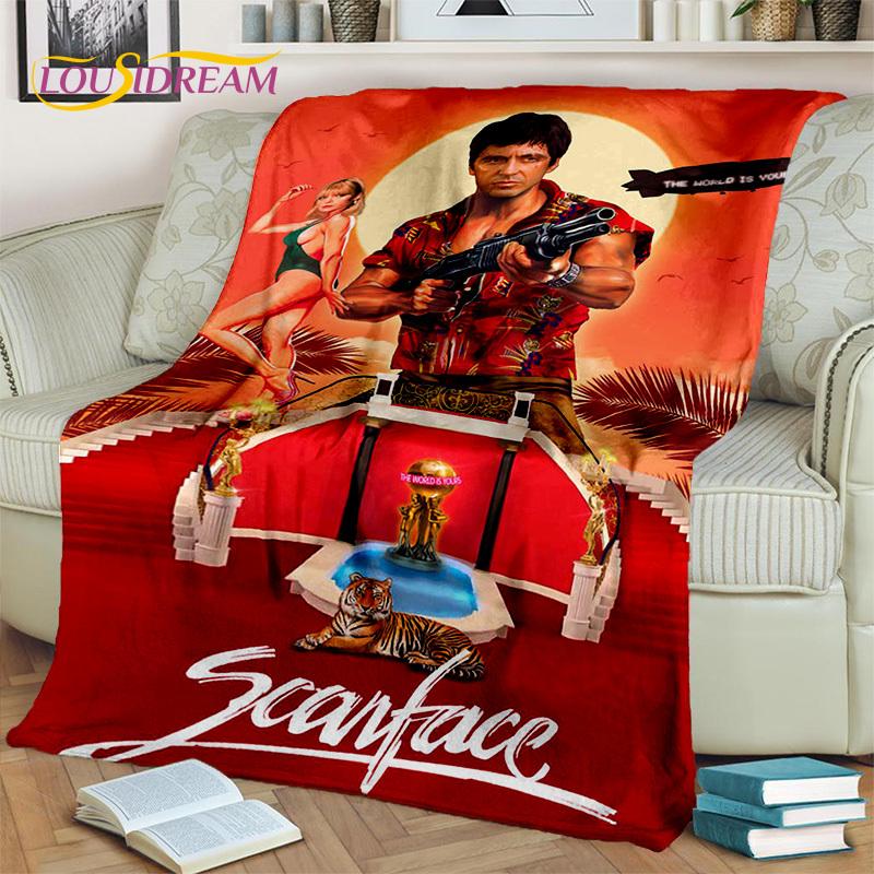 Scarface 3D Classics Movie Tony HD Blanket,Soft Throw Blanket for Home Bedroom Bed Sofa Picnic Travel Office Cover Blanket Kids