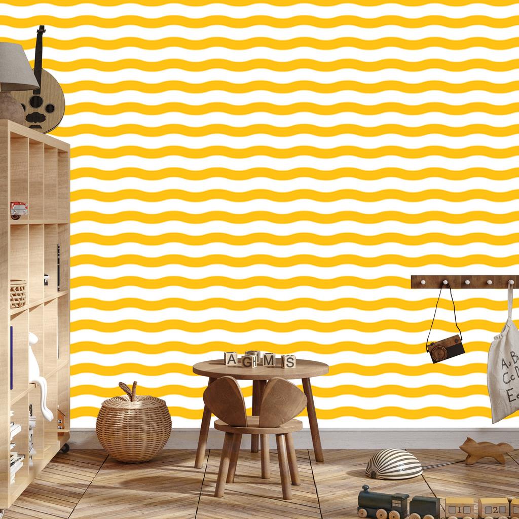 Gold and white stripes wallpaper for living room and bedroom 50x1000