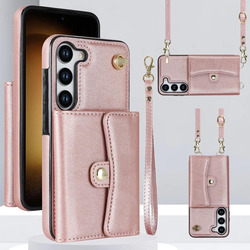 Wrist Strap Crossbody Phone Case for Samsung Galaxy S24 FE S25 Ultra S23 S22 S21 Plus A16 A15 A35  A55 A14 A54 A53 Wallet Card H