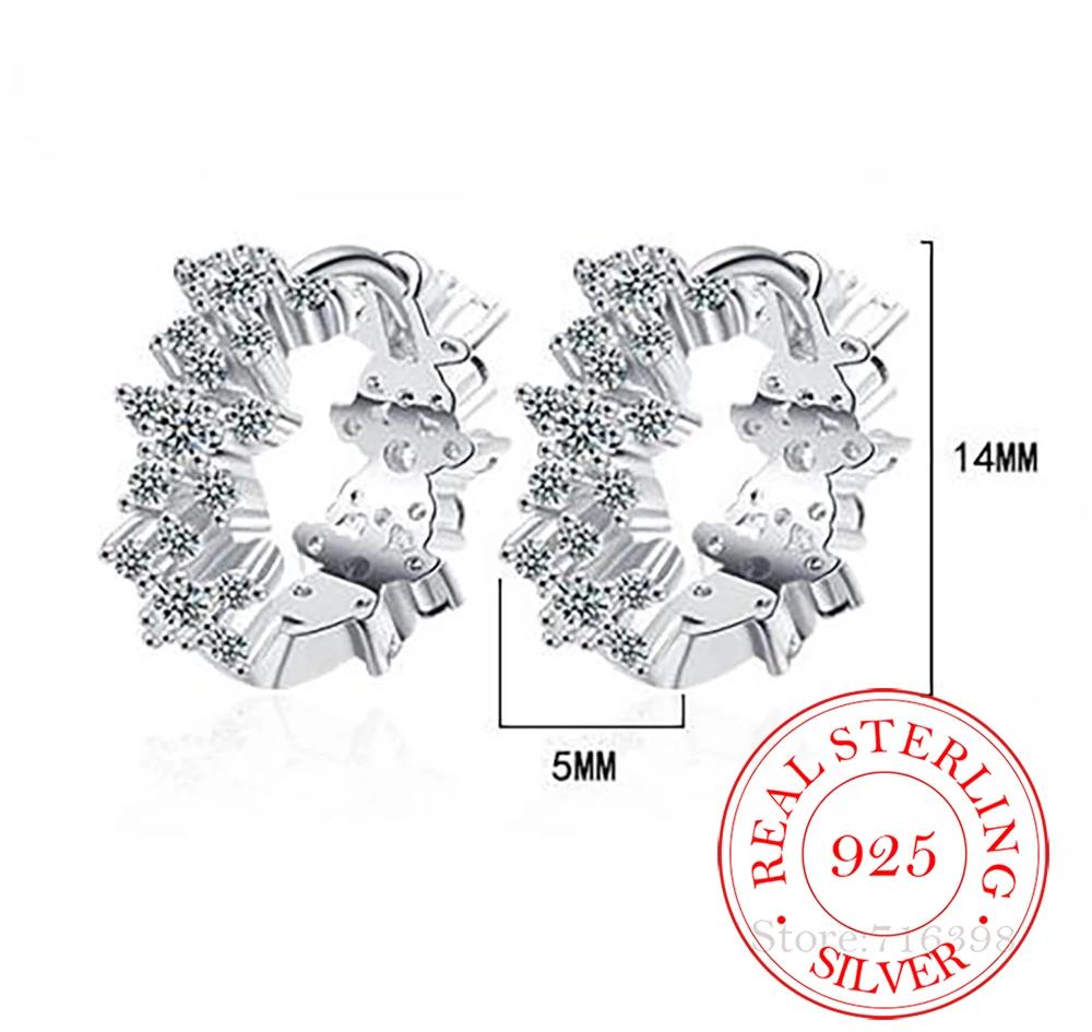 100% Real 925 Sterling Silver Lovely Stereoscopic Plum Bossom Piercing Earrings For Women Student Luxury Jewelry Aretes De Mujer
