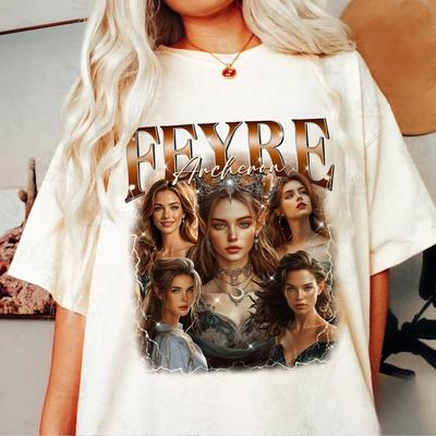 Feyre Archeron Printed Womens Tshirt for Spring and Summer Fashion Trend Pure Cotton Top Neutral Short Sleeved Tshirt