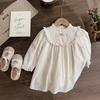Spring And Autumn Girls' Dress Stylish Baby Dress Children'S Unique Lace Trim Hollow Princess Dress