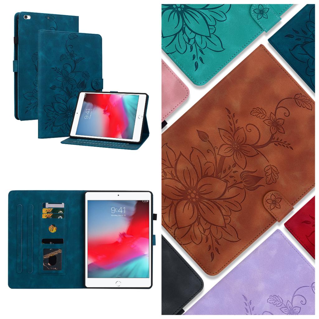 עבור אפל אייפד מיני (2019) (ידוע גם כ-iPad mini 5, iPad mini (דור 5)).כיסוי טאבלט מעור PU בעיצוב פרחוני מעודן