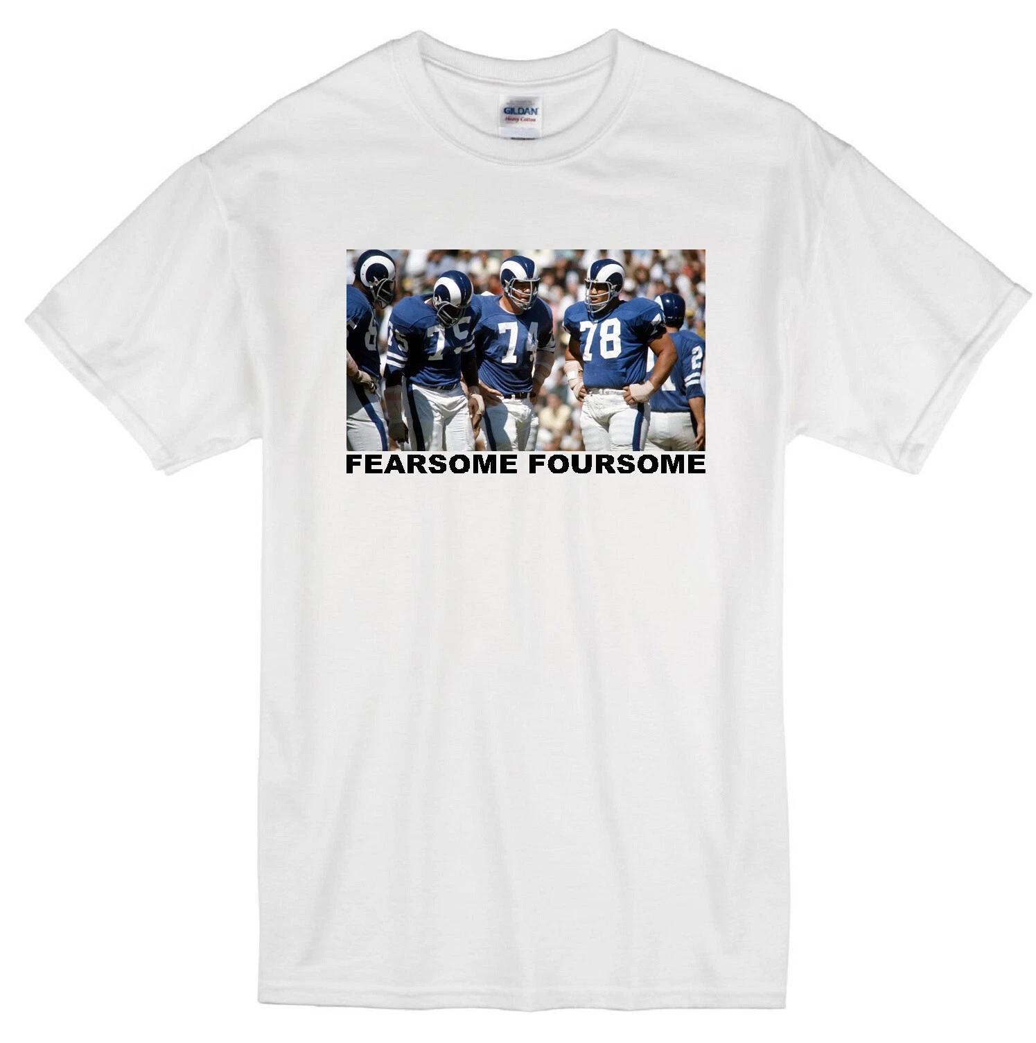 FEARSOME FOURSOME LOS ANGELES RAMS DEFENSIVE LINE FOOTBALL WHITE T-shirt JERSEY 3XL