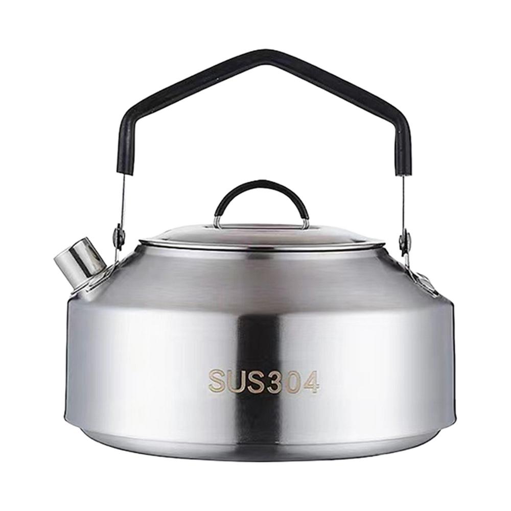 

Outdoor Stainless Steel Kettle Teakettles Locking Handle Camping Hung Pot Coffee Pot Picnic Cooker 1/1.5L Teapot Cooking Accesso