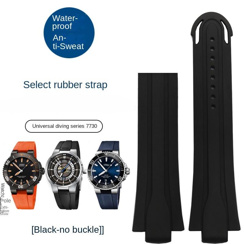 High Quality fluoro rubber Waterproof Watchband 24-12mm For Oris 7740 7730 Sports Watch Strap men Stainless Steel Folding Clasp