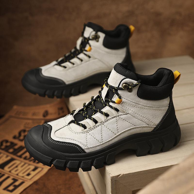 2026 new outdoor hiking shoes men's high top height shoes keep warm British trend casual men's shoes snow boots
